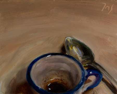 daily painting titled Expresso and Silver Spoon