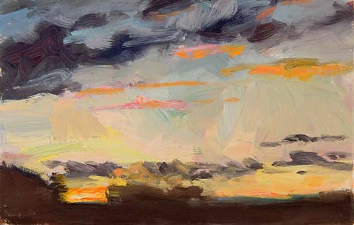 daily painting titled Sunset at Les Couguieux, (Study no.1)