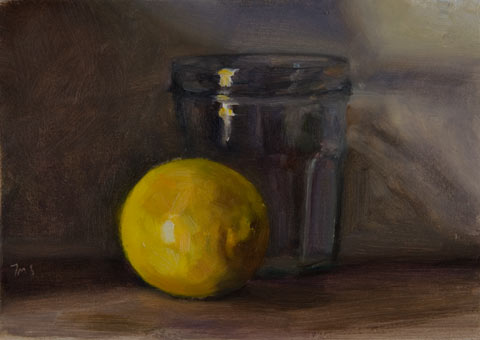 daily painting titled Still life with Lemon and Jar