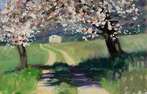daily painting titled Under the Almond Blossom