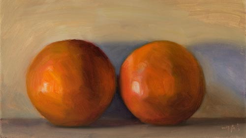 daily painting titled Two Oranges