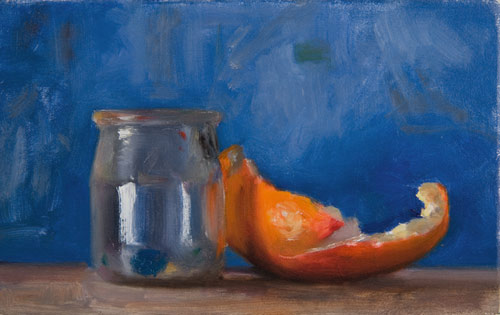 daily painting titled Still Life with Peel and Jar