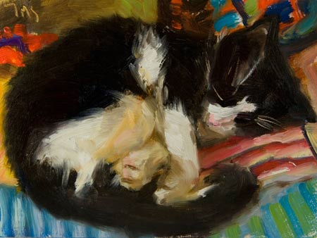 daily painting titled Studio Company (Sleeping Kitten)