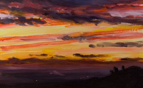 daily painting titled Sunset over the RhÃ´ne Valley