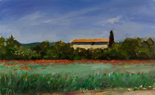 daily painting titled Spring Wheat with Poppies