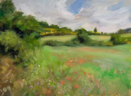 daily painting titled Meadow with Poppies