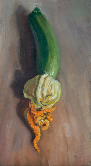 daily painting titled Courgette and Flower