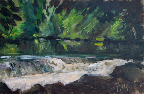 daily painting titled A Bend in the River (study)