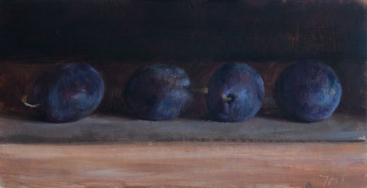 daily painting titled Four Blue Plums