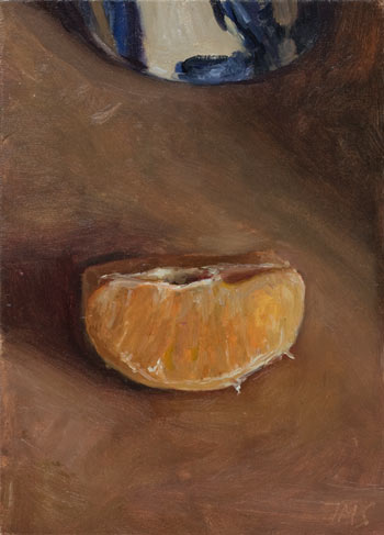 daily painting titled Orange Quarter and Cup