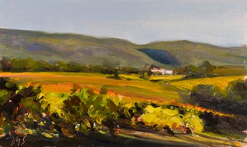 daily painting titled Autumn Vineyards, Nr. Flassan