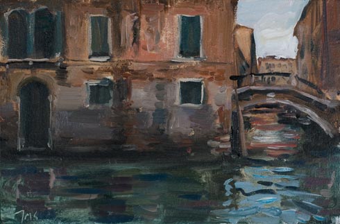 daily painting titled House on the Rio Novo, Venice