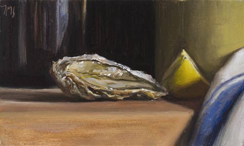 daily painting titled Oyster and Lemon Quarter