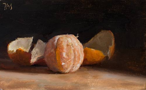 daily painting titled Still Life with Peeled Clementine