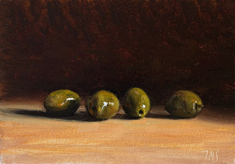 daily painting titled Quatre Olives Picholines