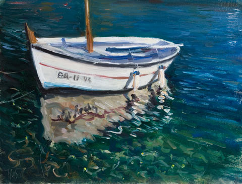 daily painting titled Boat on the Mediterranean