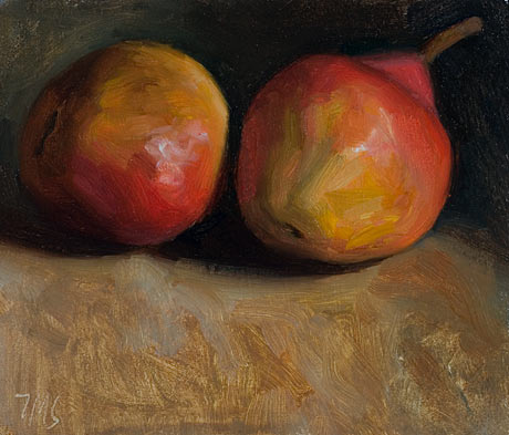 daily painting titled Two Red Pears