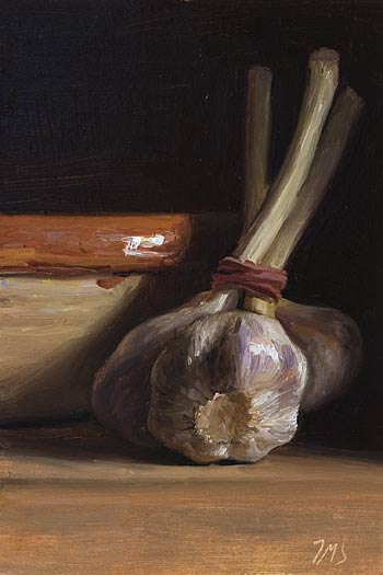 daily painting titled New Seasons Garlic and Honey Glazed Bowl
