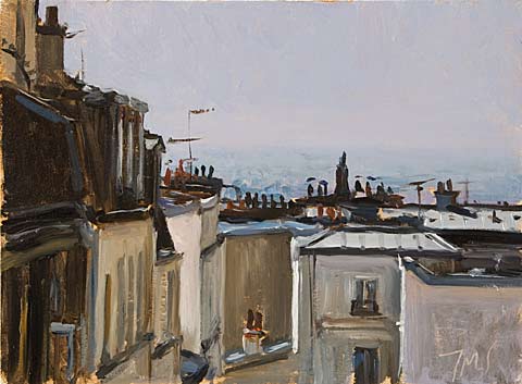 daily painting titled Rooftops, Montmartre