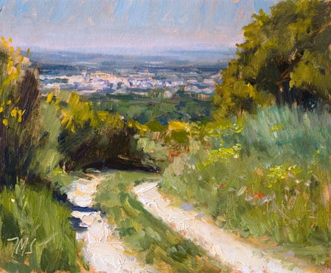 daily painting titled Caromb from Crillon-le-Brave