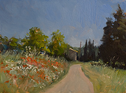daily painting titled Road with Poppies