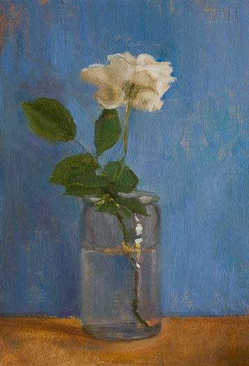daily painting titled White Rose in a Jar