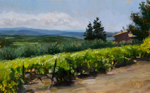 daily painting titled After the Rain (view from les fougassets)
