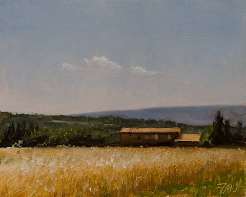 daily painting titled Old Mas and Oatfield, Bonnieux