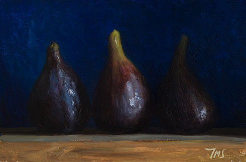 daily painting titled Three Figs with Blue Background