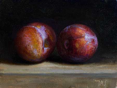 daily painting titled Still Life with Two Plums