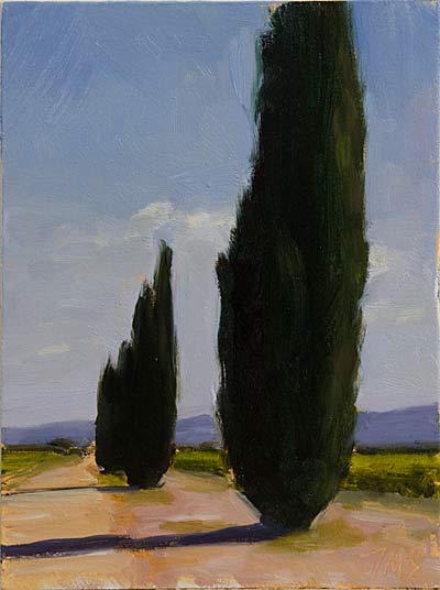 daily painting titled Route with Cypresses