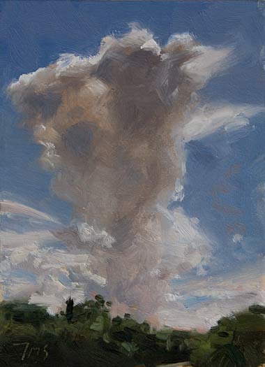 daily painting titled After the Rain, (Clouds from my Window)