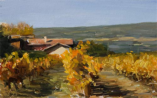 daily painting titled House and Vineyards, Roaix