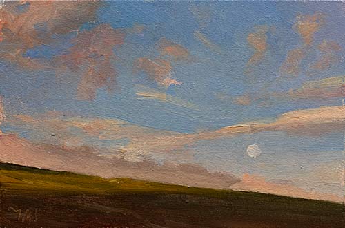 daily painting titled Moonrise over the Ventoux, (view from my studio window)