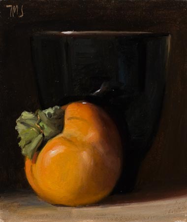 daily painting titled Persimmon and Bowl