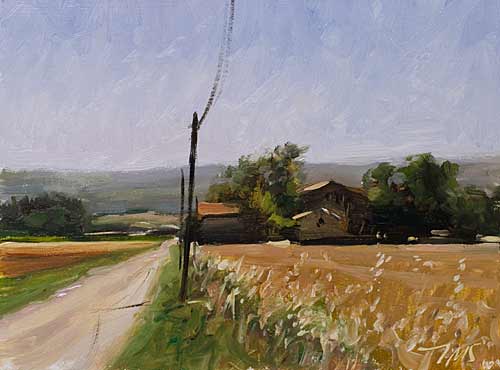 daily painting titled Road through wheatfields
