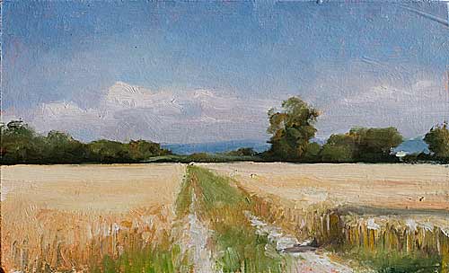 daily painting titled Track through wheatfields