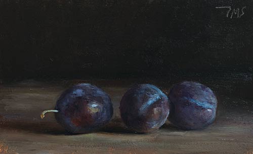 daily painting titled Three blue plums