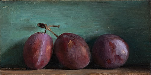 daily painting titled Plums with blue-green background