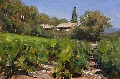 daily painting titled House and vines, Vaison-la-Romaine