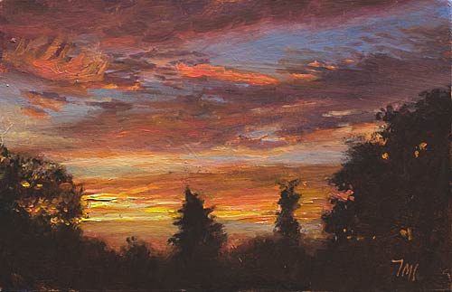daily painting titled Sunset at les Couguieux