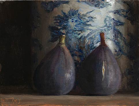 daily painting titled Figs with Chinese teapot