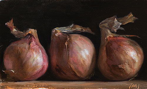 daily painting titled Three onions