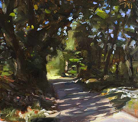 daily painting titled Road through trees