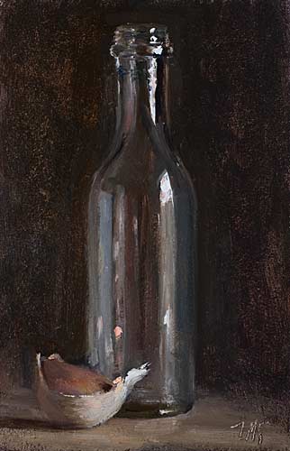 daily painting titled Bottle and garlic clove