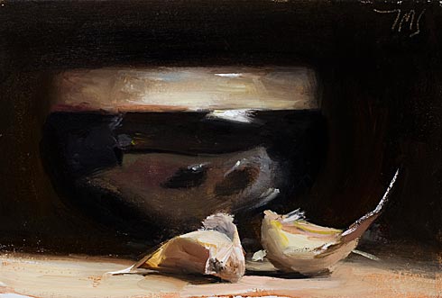 daily painting titled Bowl with garlic cloves