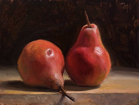 daily painting titled Red William pears