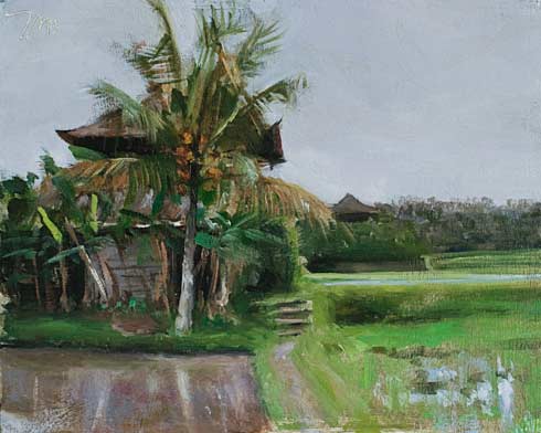 daily painting titled Track through rice paddies, Penestanan
