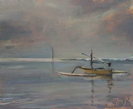 daily painting titled Morning, Sanur beach