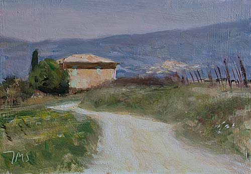 daily painting titled House with white road